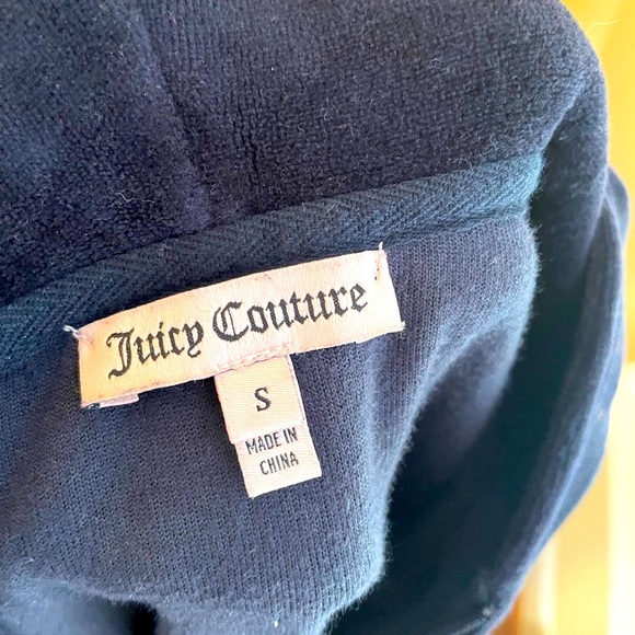 Juicy Couture Y2K rhinestone navy blue velvet Zip Up Hooded Jacket - Picture 8 of 9